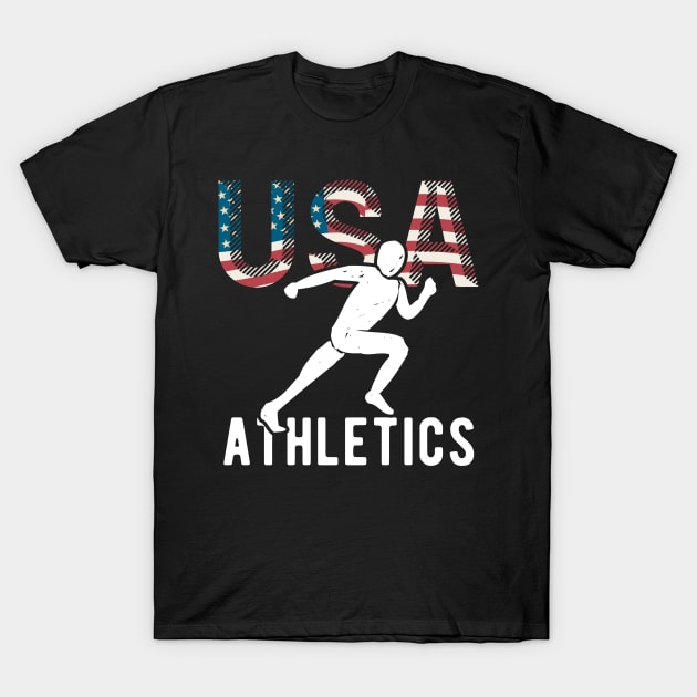 USA Athletics Team American Flag Sport Support Athlete Tokyo Track & Field Sport Running T-Shirt by andreperez87